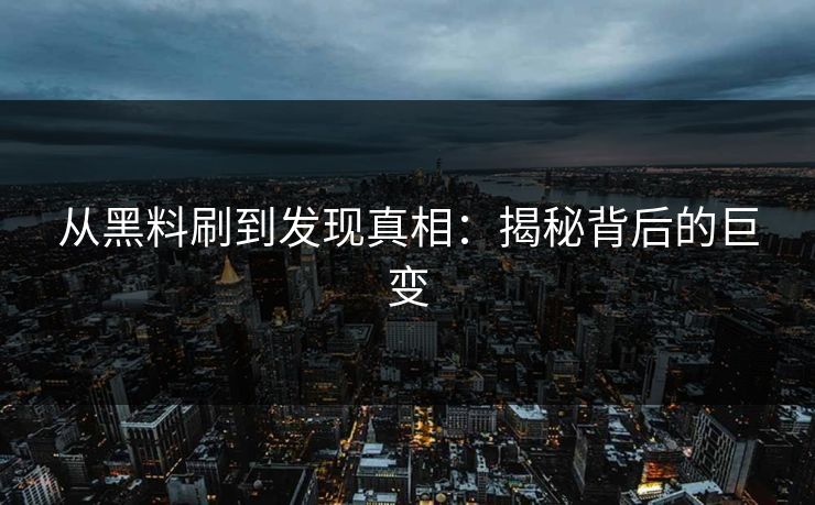 从黑料刷到发现真相：揭秘背后的巨变  第1张