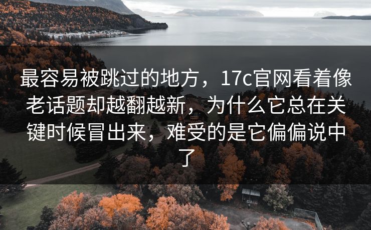 最容易被跳过的地方，17c官网看着像老话题却越翻越新，为什么它总在关键时候冒出来，难受的是它偏偏说中了