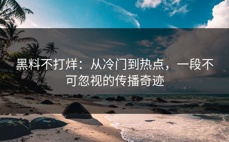 黑料不打烊：从冷门到热点，一段不可忽视的传播奇迹