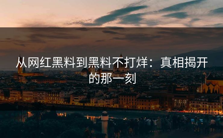 从网红黑料到黑料不打烊：真相揭开的那一刻