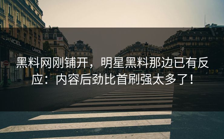 黑料网刚铺开，明星黑料那边已有反应：内容后劲比首刷强太多了！