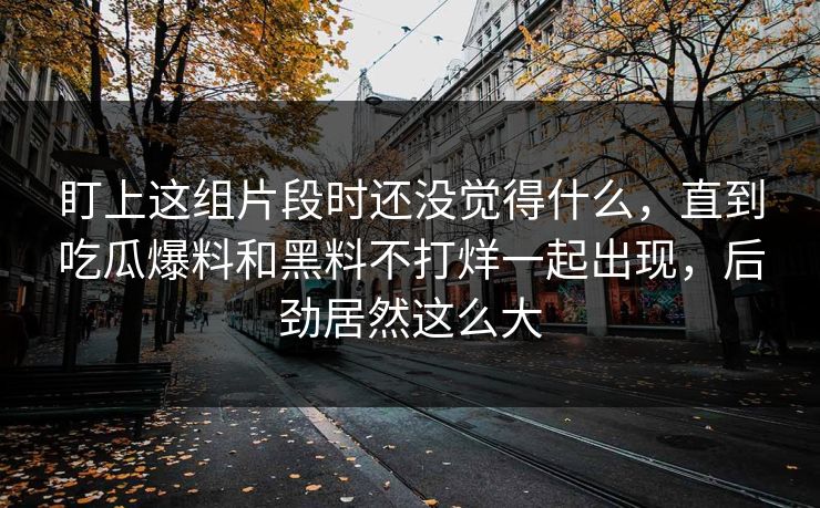 盯上这组片段时还没觉得什么，直到吃瓜爆料和黑料不打烊一起出现，后劲居然这么大