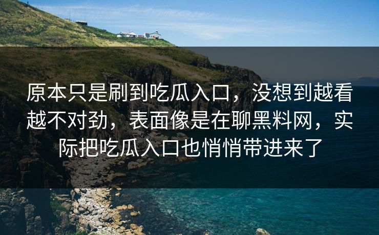 原本只是刷到吃瓜入口，没想到越看越不对劲，表面像是在聊黑料网，实际把吃瓜入口也悄悄带进来了  第1张
