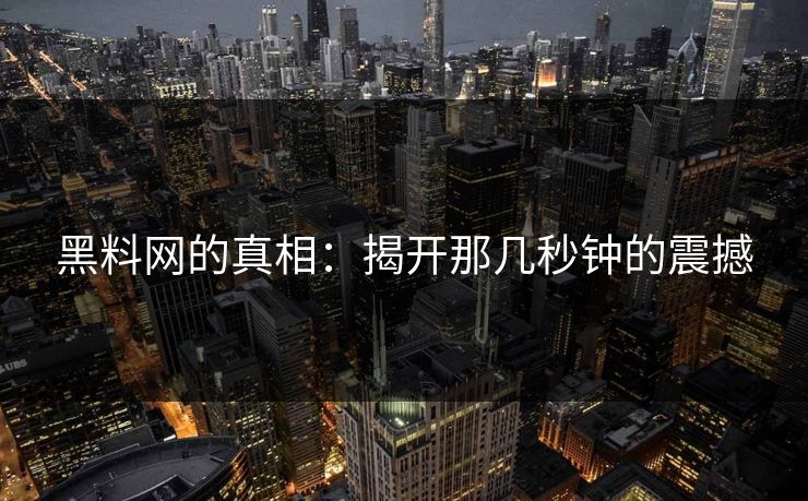 黑料网的真相：揭开那几秒钟的震撼